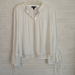 NWT J Crew blouse H7544 Pintuck Bell Tie Sleeve Blouse Shirt Ivory